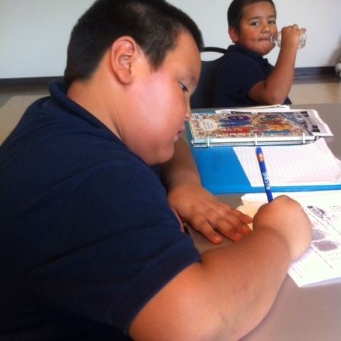 Children doing homework